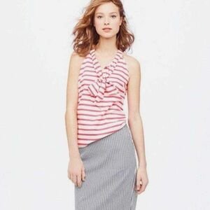 J. Crew Striped Halter Neck Top - Red and White Striped